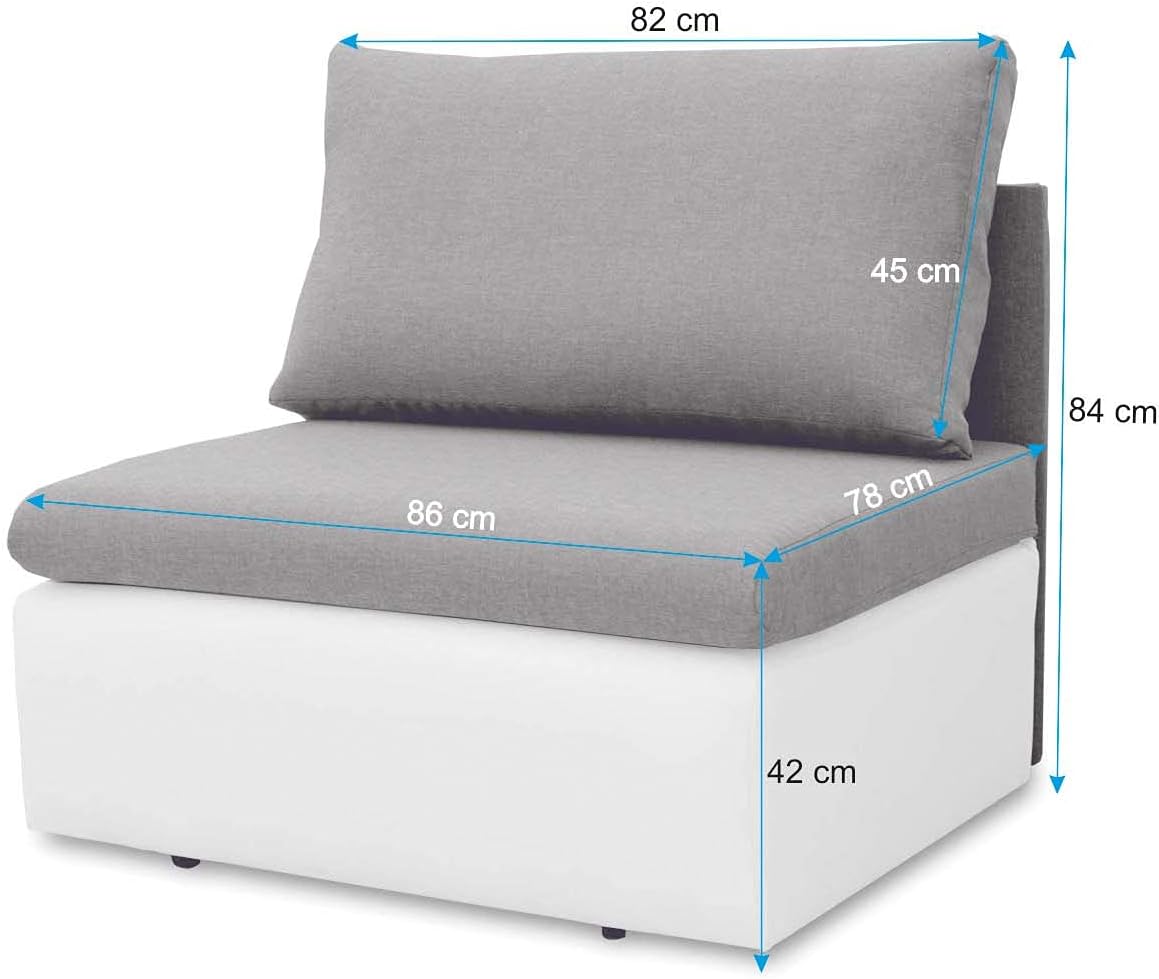 Bonni TOLEDO Lehnsessel, Sessel mit Schlaffunktion, Schlafsofa, Klappsofa, Schlafcouch, Bettsofa, vom Hersteller, Couch, Couchgarnitur, Sofagarnitur, Ideal für kleine Wohnungen (Grau/Schwarz)