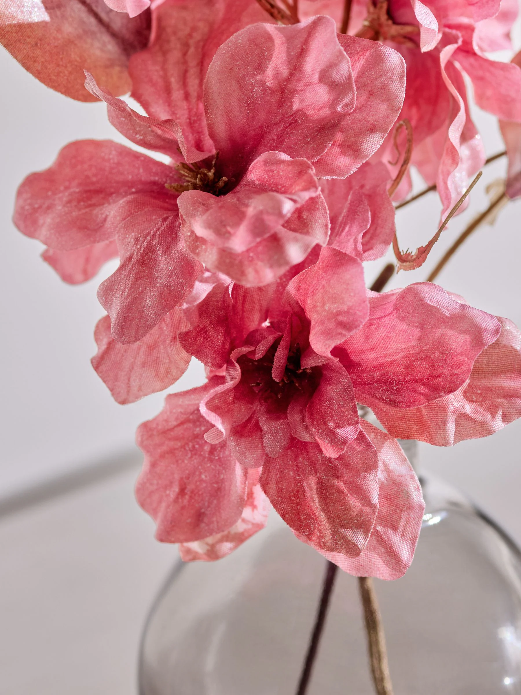 Artificial Azalea In Glass Vase