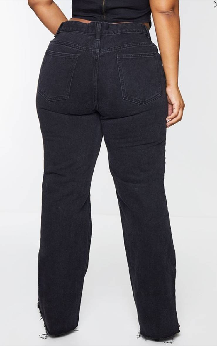 Noir Prettylittlething Plus Jean Droit Jambe Longue