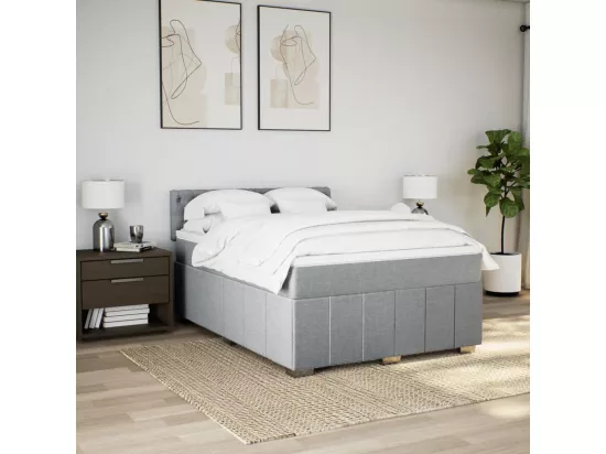 Sommier à lattes de lit avec matelas Gris clair 160x200cm Tissu