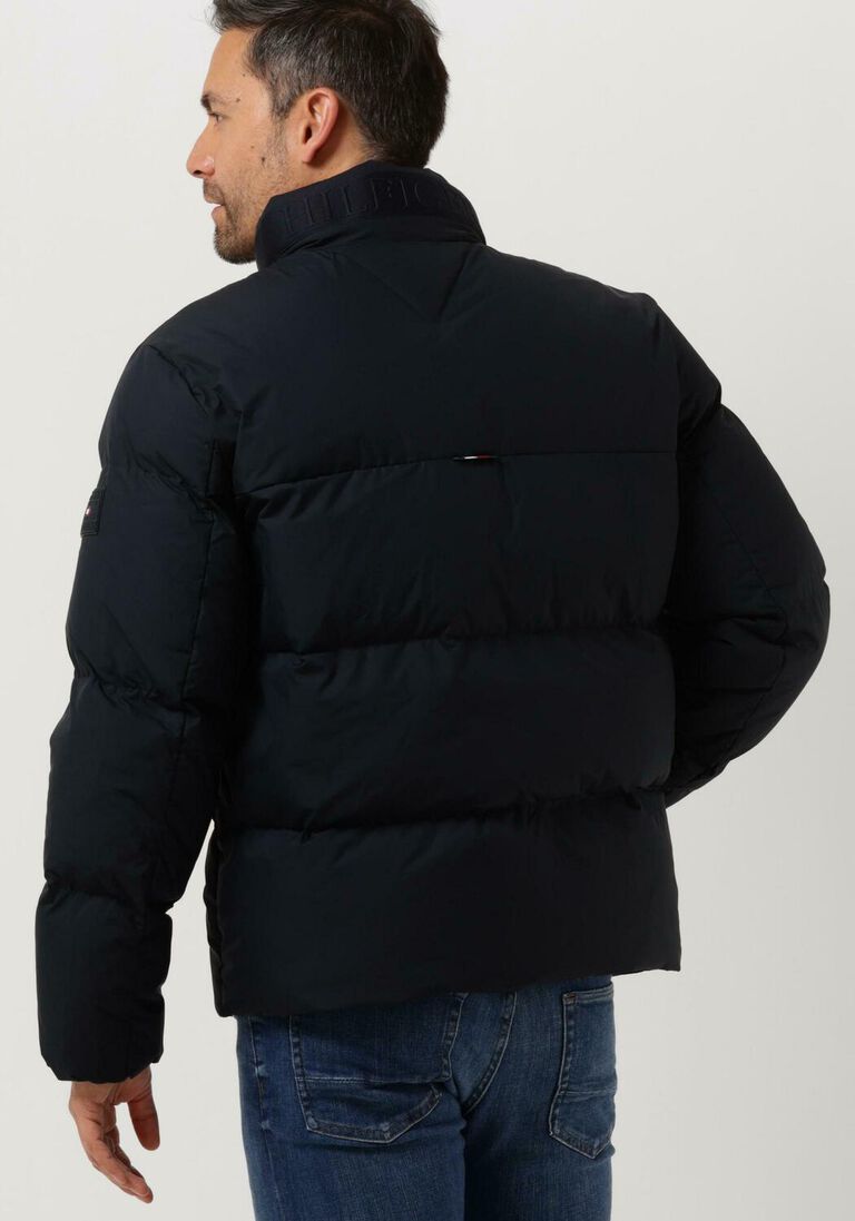 TOMMY HILFIGER donkerblauwe tommy hilfiger gewatteerde jas hilfiger down stand collar jkt