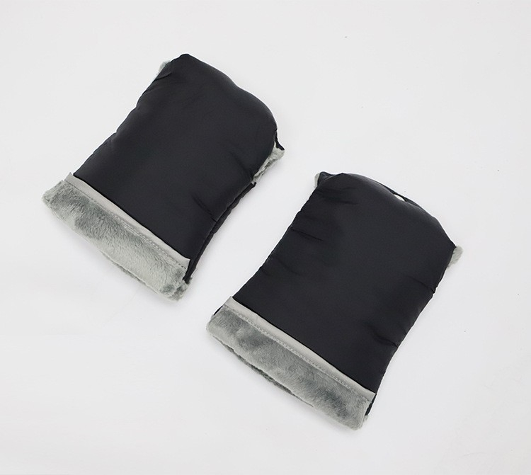 (1 Paar) Flauschige Handmuff Handwärmer Kinderwagen Plüsch Handschuhe - Schwarz