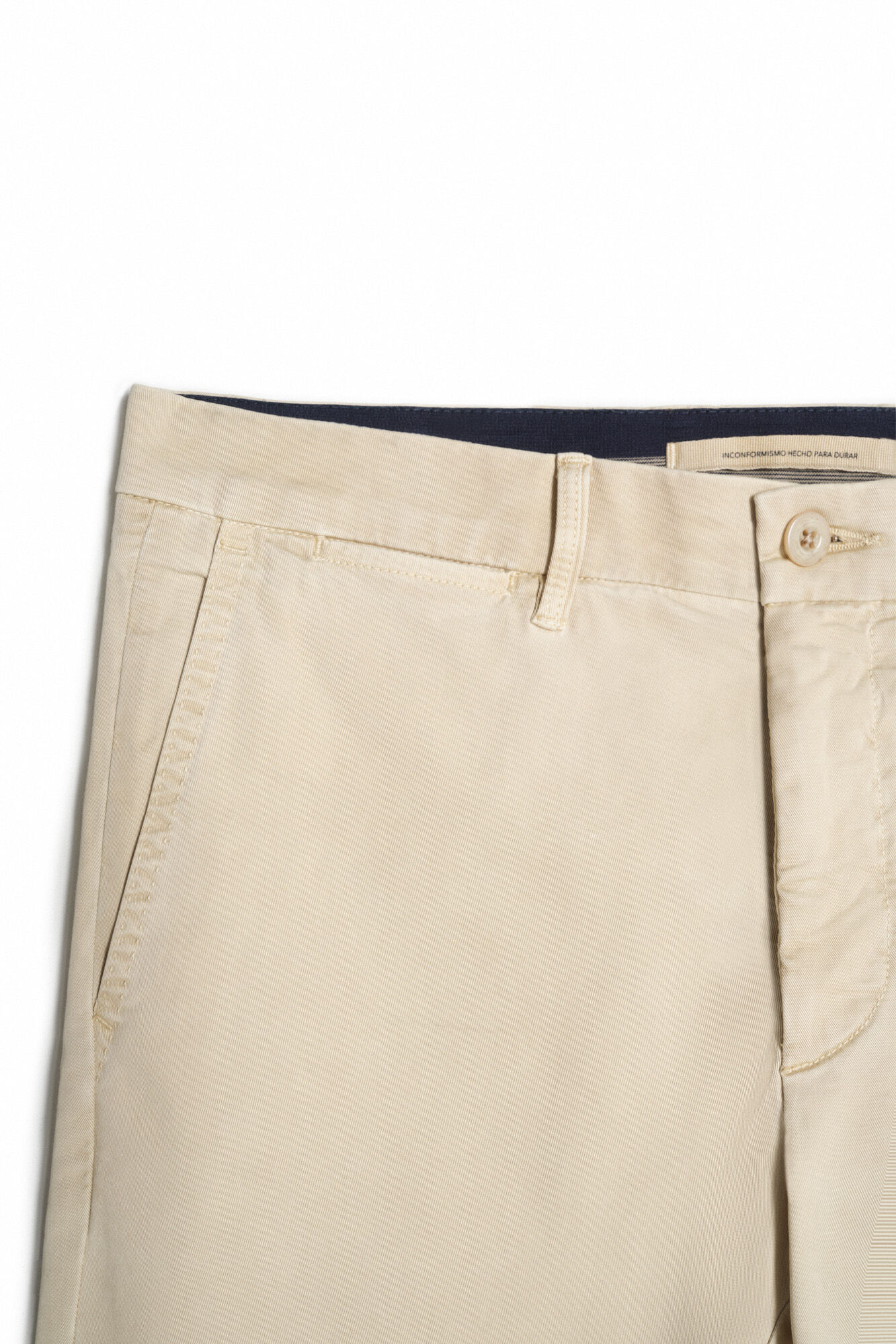 Calça chino slim com cintura elástica - Bege