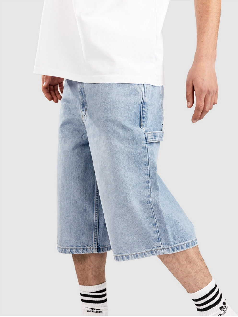 Solid SDTOMMY Carpenter Shorts light blue denim
