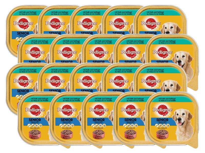 Pedigree Nassfutter Senior mit Kalb & Geflügel, 20 x 300 g Alleinfuttermittel für Hundesenioren