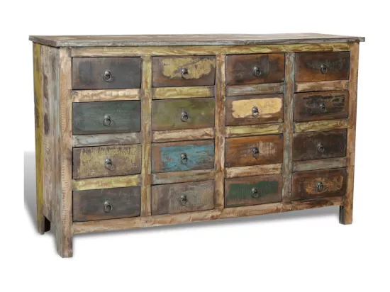 Armoire avec 16 tiroirs en style antique Bois massif recyclé