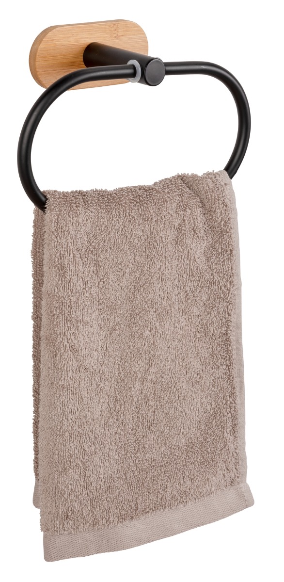 Wenko Orea Turbo-Loc Bamboo handdoekring zwart mat