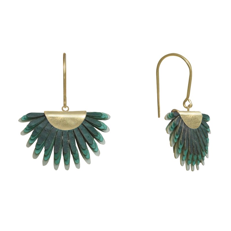 Boucles d'Oreilles Laiton Feuille en Cuir