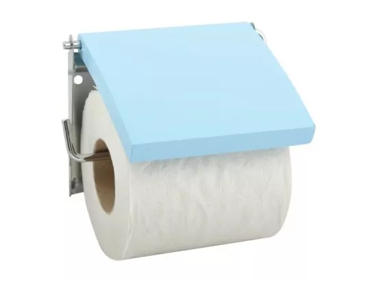 Porte Rouleau Papier Wc Mural MDF & Inox Bleu MSV