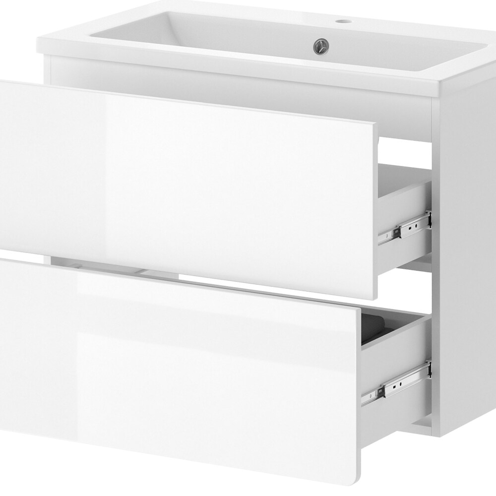 Vicco Badmöbel-Set Izan Weiß Hochglanz modern Waschtischunterschrank Waschbecken