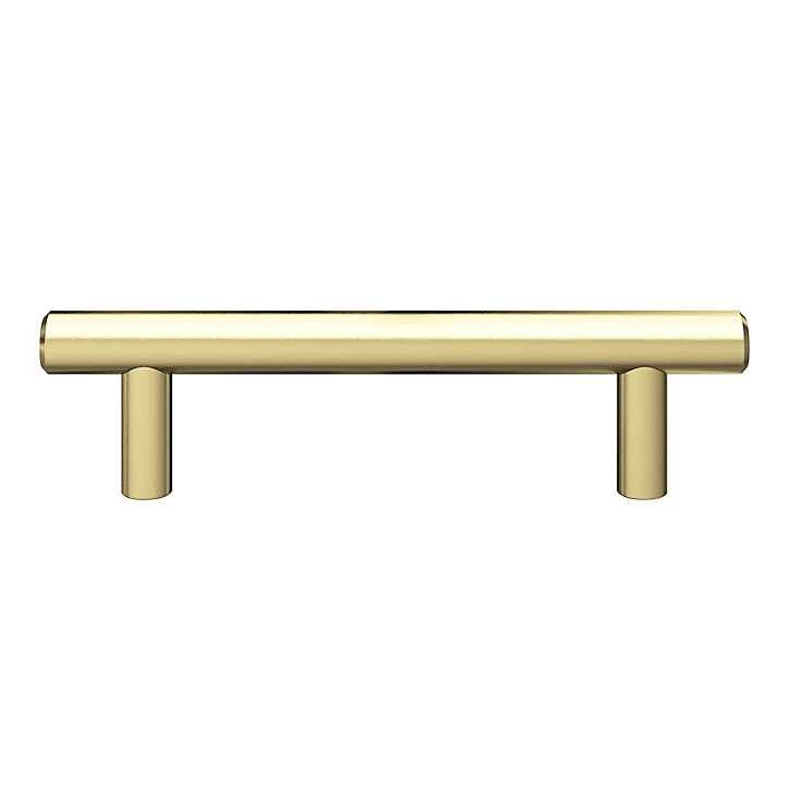 Poignée de meuble en T GoodHome Dizel acier effet laiton satin doré l.136mm x l.12mm x H. 35mm entraxe 96mm