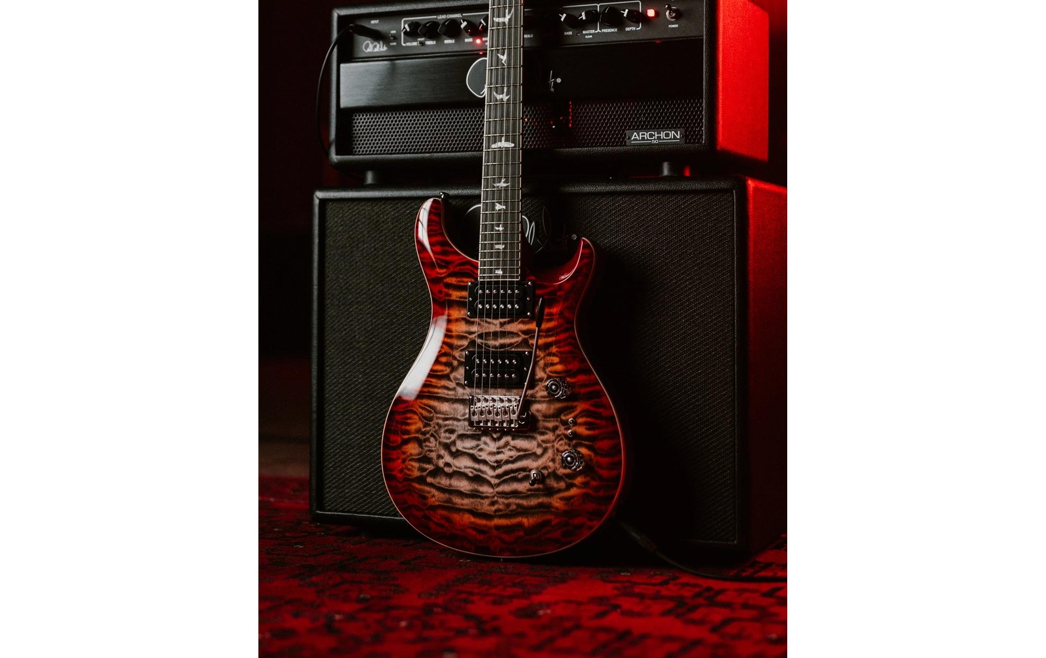 E-Gitarre SE Custom 24-08 Quilt Charcoal Cherry Burst<br>Gitarre mit Split Coil-Funktion