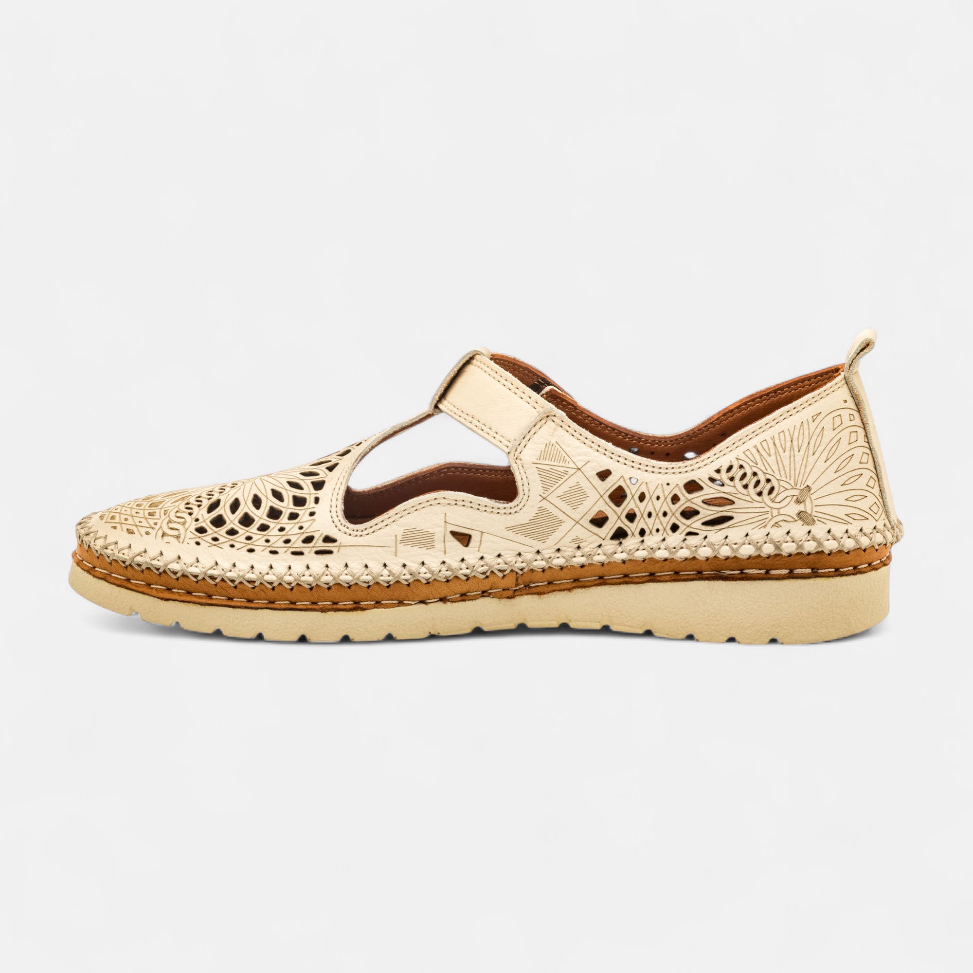 Ballerines Femme en cuir beige