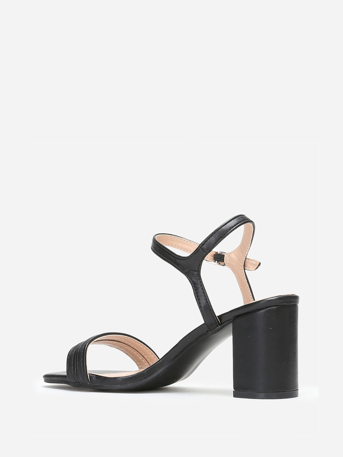 Sandales carrées noires à doubles brides fines Noir- Noir