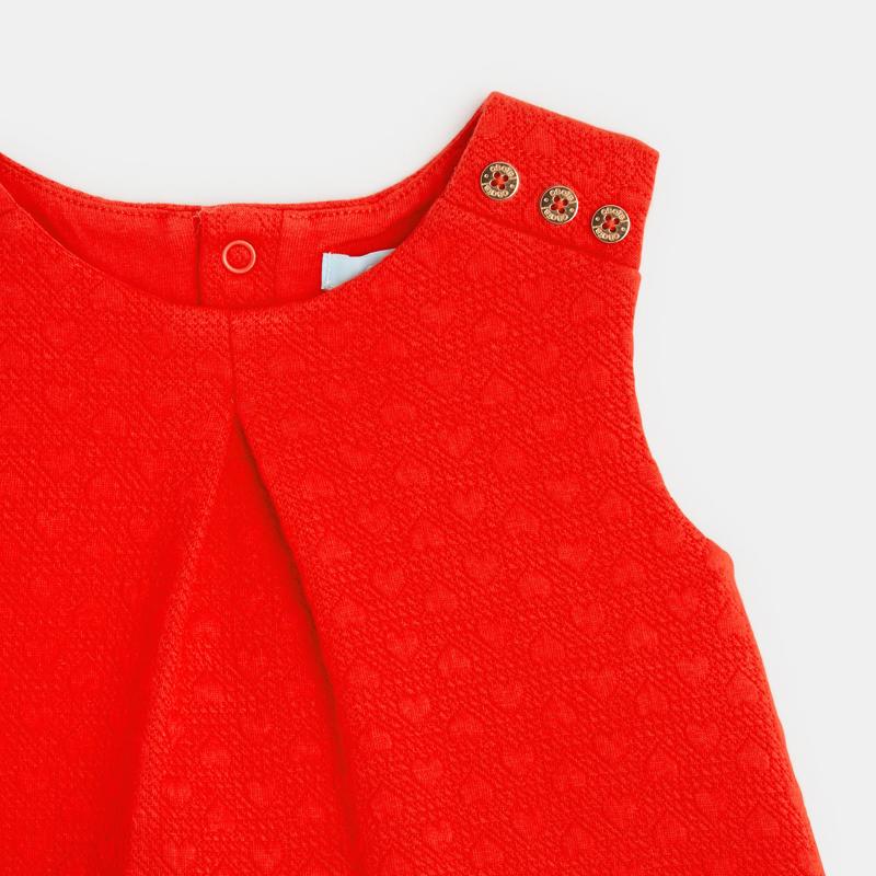Robe chasuble gaufrée effet coeur rouge bébé fille Rouge