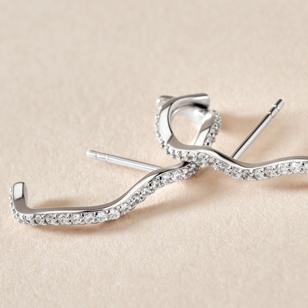 Créoles Lowri Argent Blanc Oxyde De Zirconium