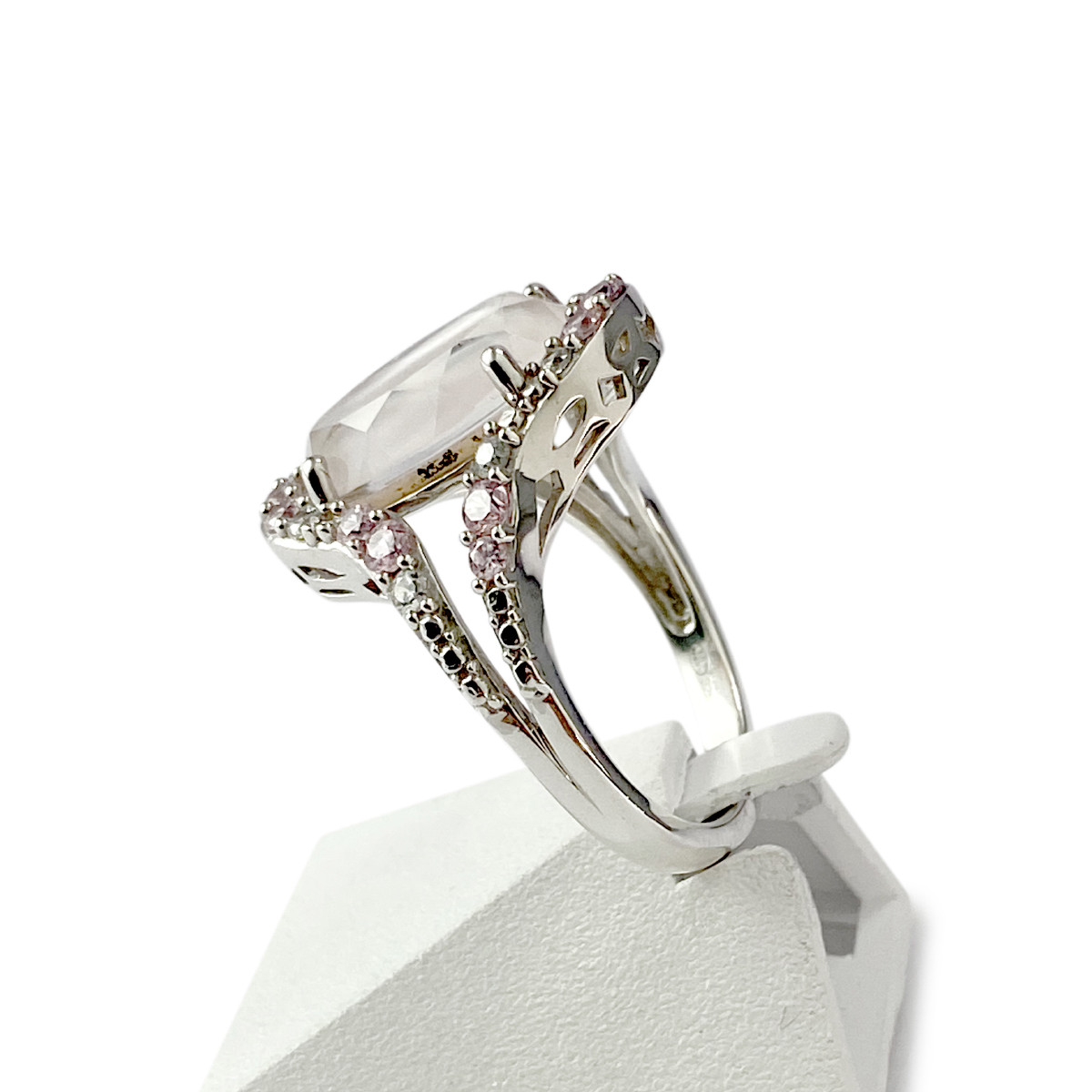 Bague d'occasion argent 925 cristal de roche nacre zirconia