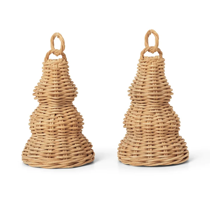 Ferm Living - Geflochtene Glocken-Kugeln, natur (2er-Set)