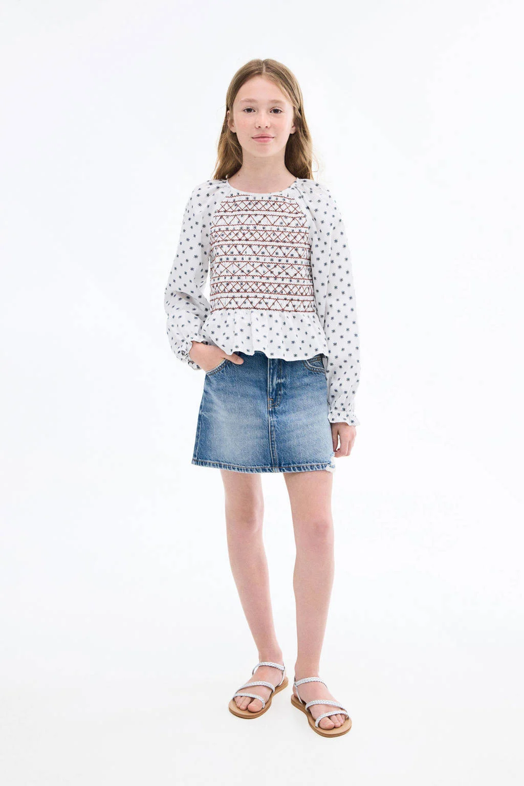 Mango Kids denim spijkerrok medium blue denim