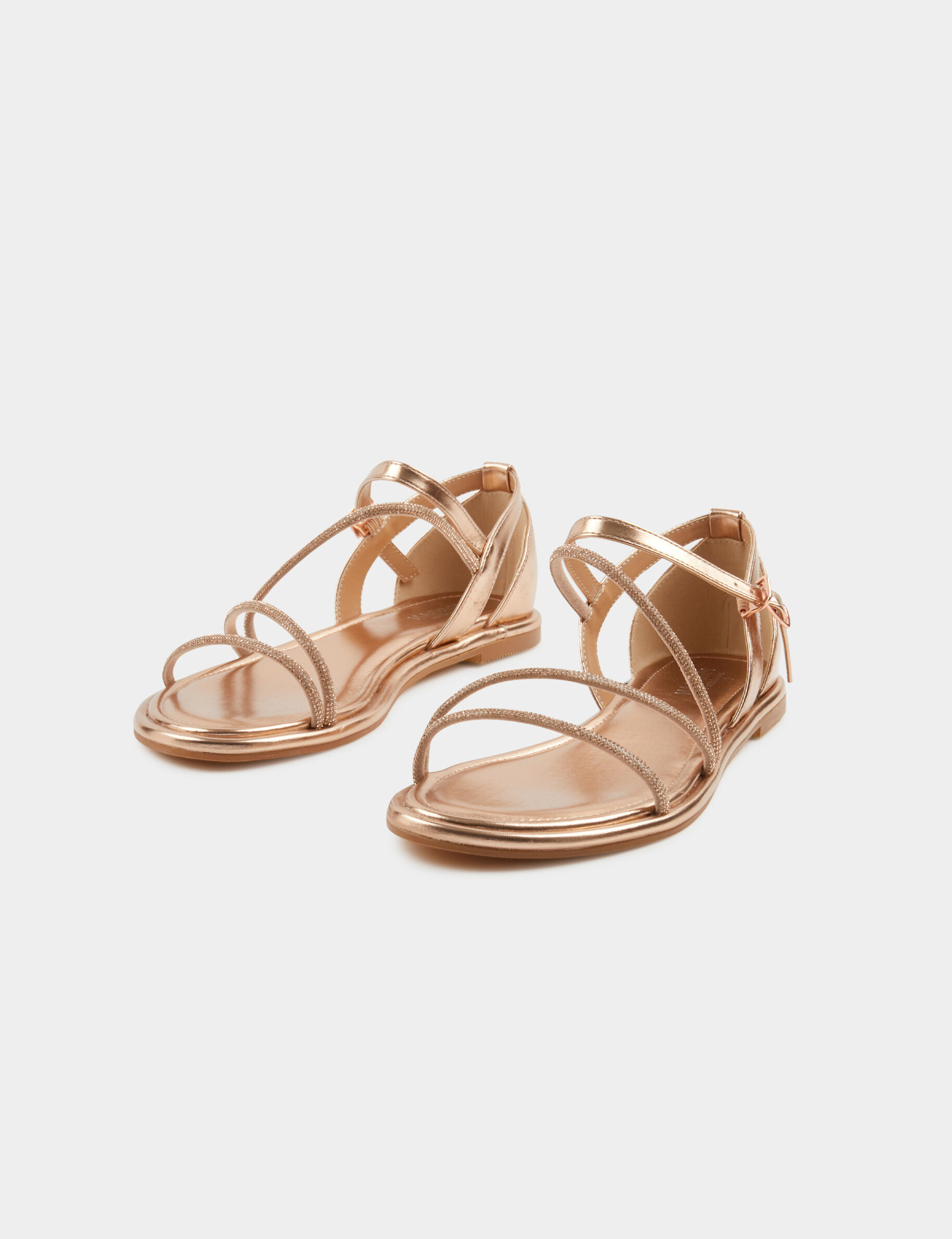 Sandales plates avec détails strass vieux rose femme - vieux_rose