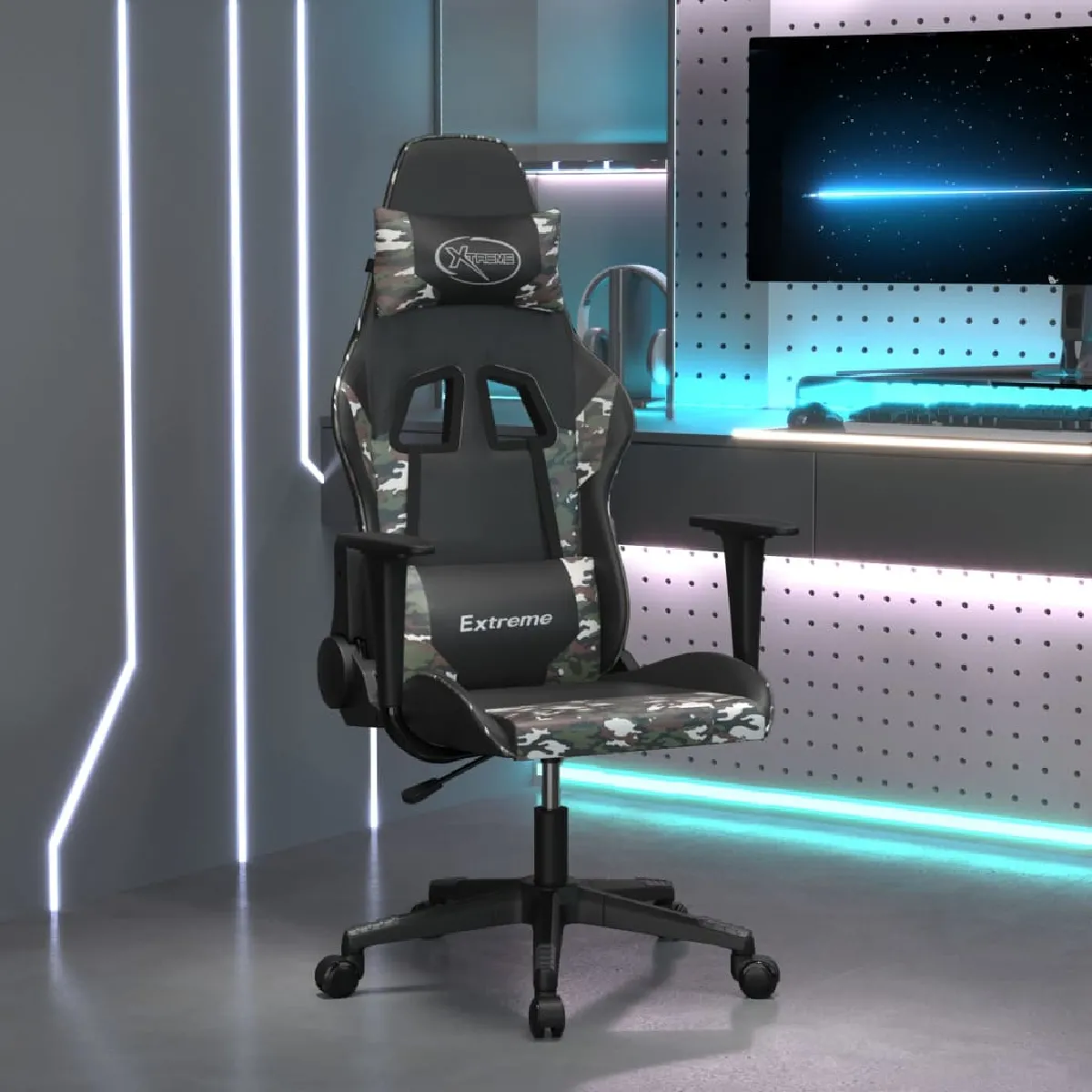 VidaXL Chaise de jeu Noir/Camouflage