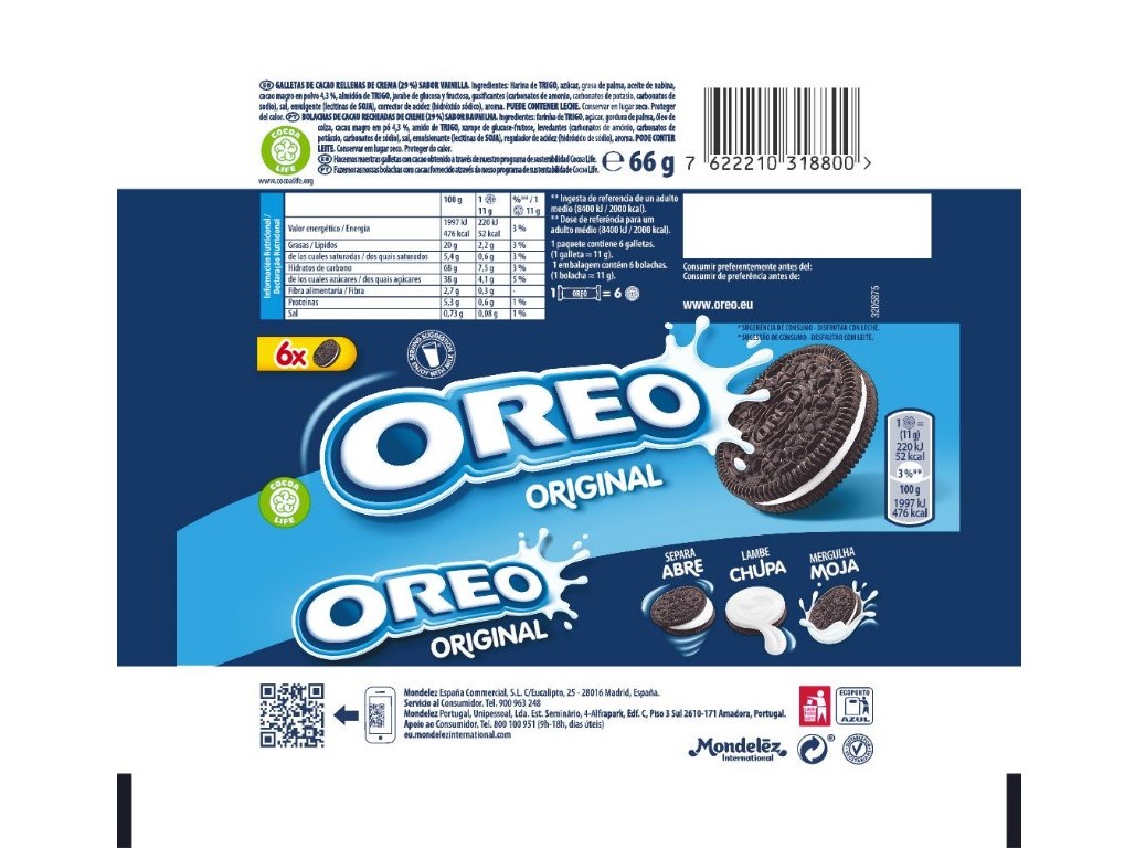 BOLACHA OREO ORIGINAL 66 G