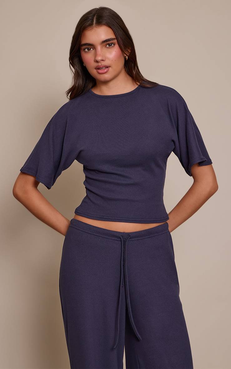 Bleu Marine T-shirt Ample À Toucher Doux