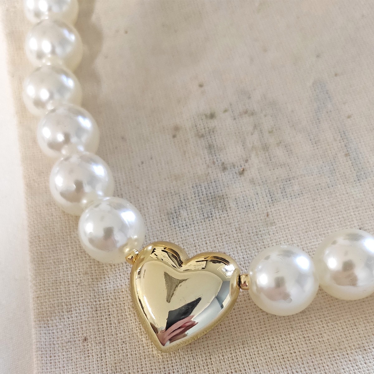 Collier - Laiton plaqué or & perles