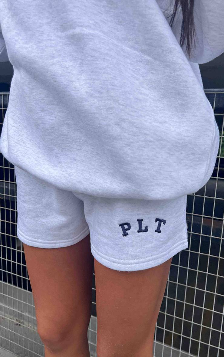 Gris Cendré Short En Molleton Avec Logo PLT