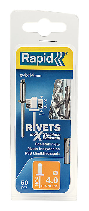 Rivets inoxydables Rapid Ø4.0x14mm, lot de 50