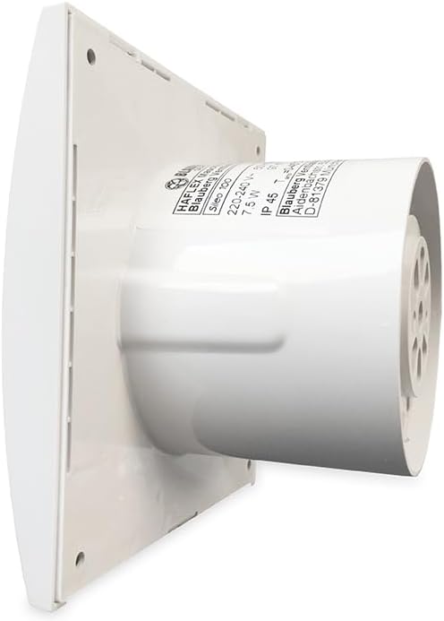 Blauberg Badlüfter Sileo - Geräuscharmer Ventilator mit Nachlauftimer - Ø 100 mm - Weiß - Ideal für Badezimmer
