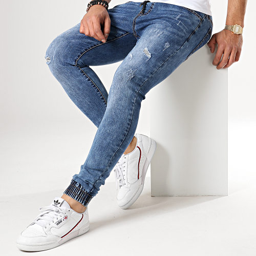 Jogger Pant Skinny Jeans Avec Dechirures LC20180426-1D Denim Bleu Medium