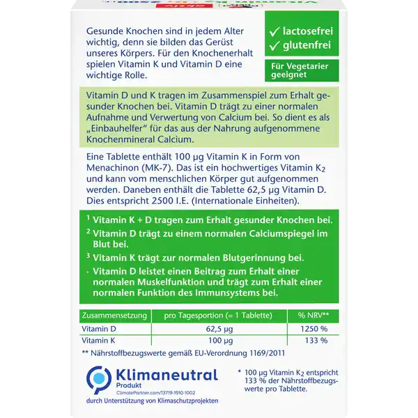Vitamin K2 + D3 2500 I.E. 30 Tabletten
