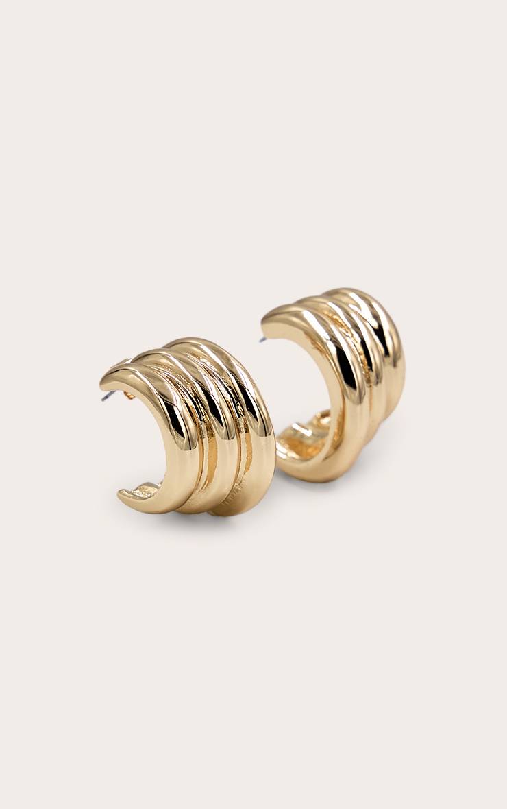 Doré Boucles D'oreilles Créoles Superposées