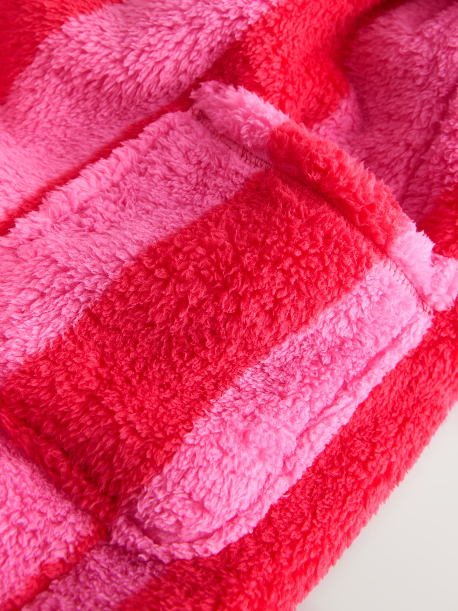Roze/rood gestreept - Longer Length Teddy Fleece Dressing Gown (7-16yrs)