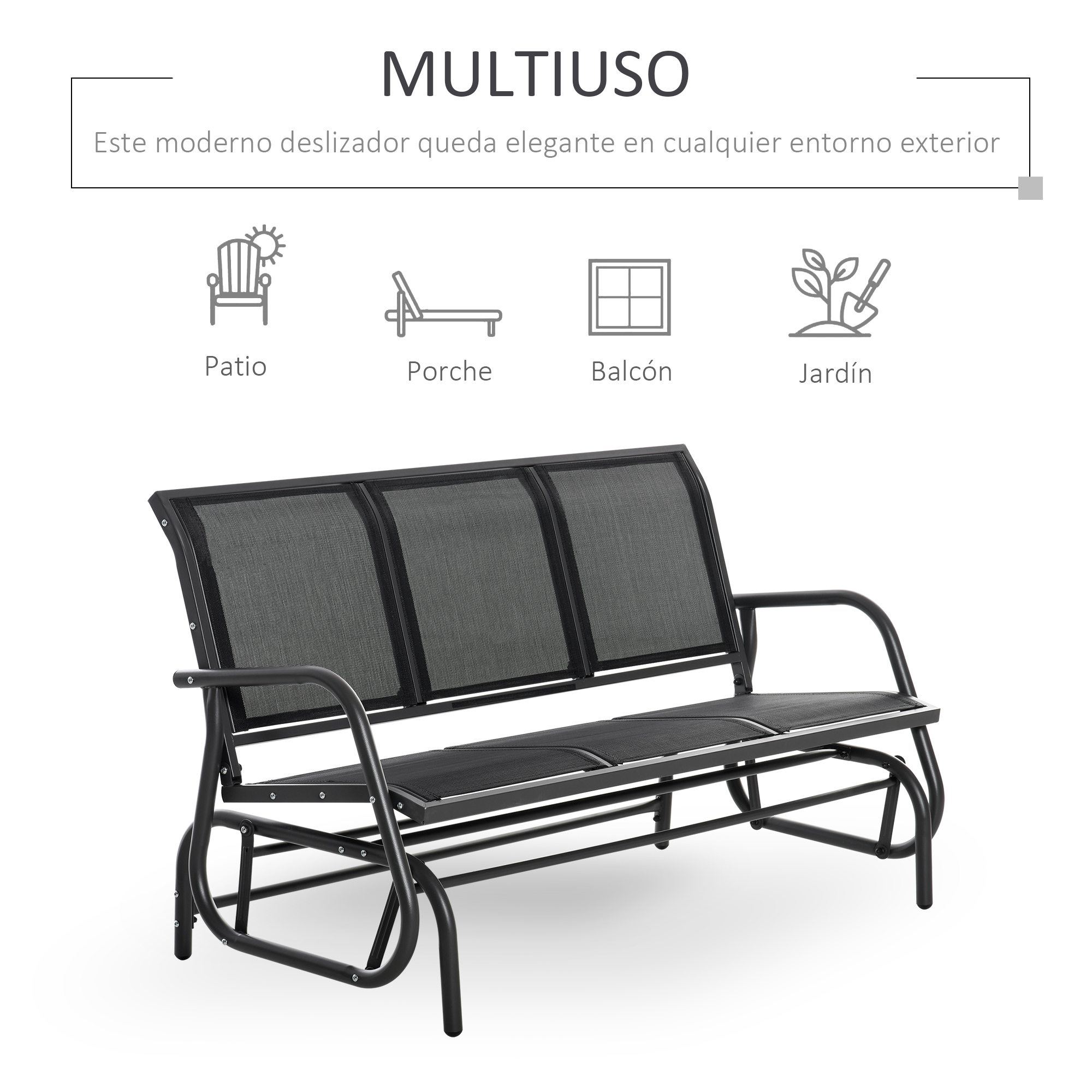Banco de jardim preto Outsunny