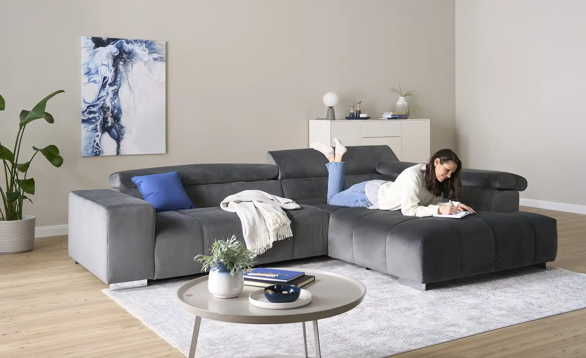 uno Ecksofa aus Samt Origo