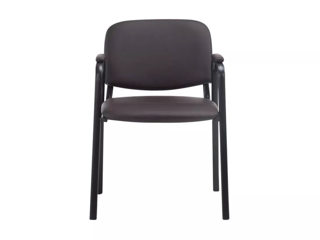 Lot de 4 Chaise de conférence - Similicuir & Métal noir mat - Marron - Ken Pro