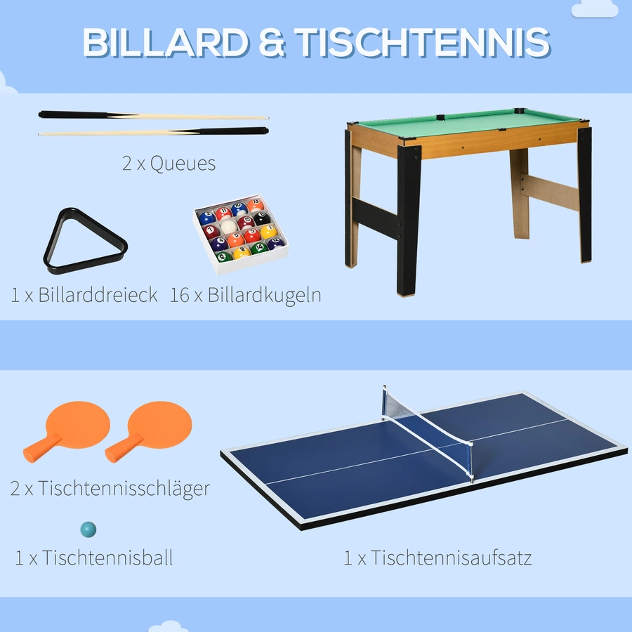 HOMCOM Multigame Spieltisch mit Mini-Fußbälle bunt