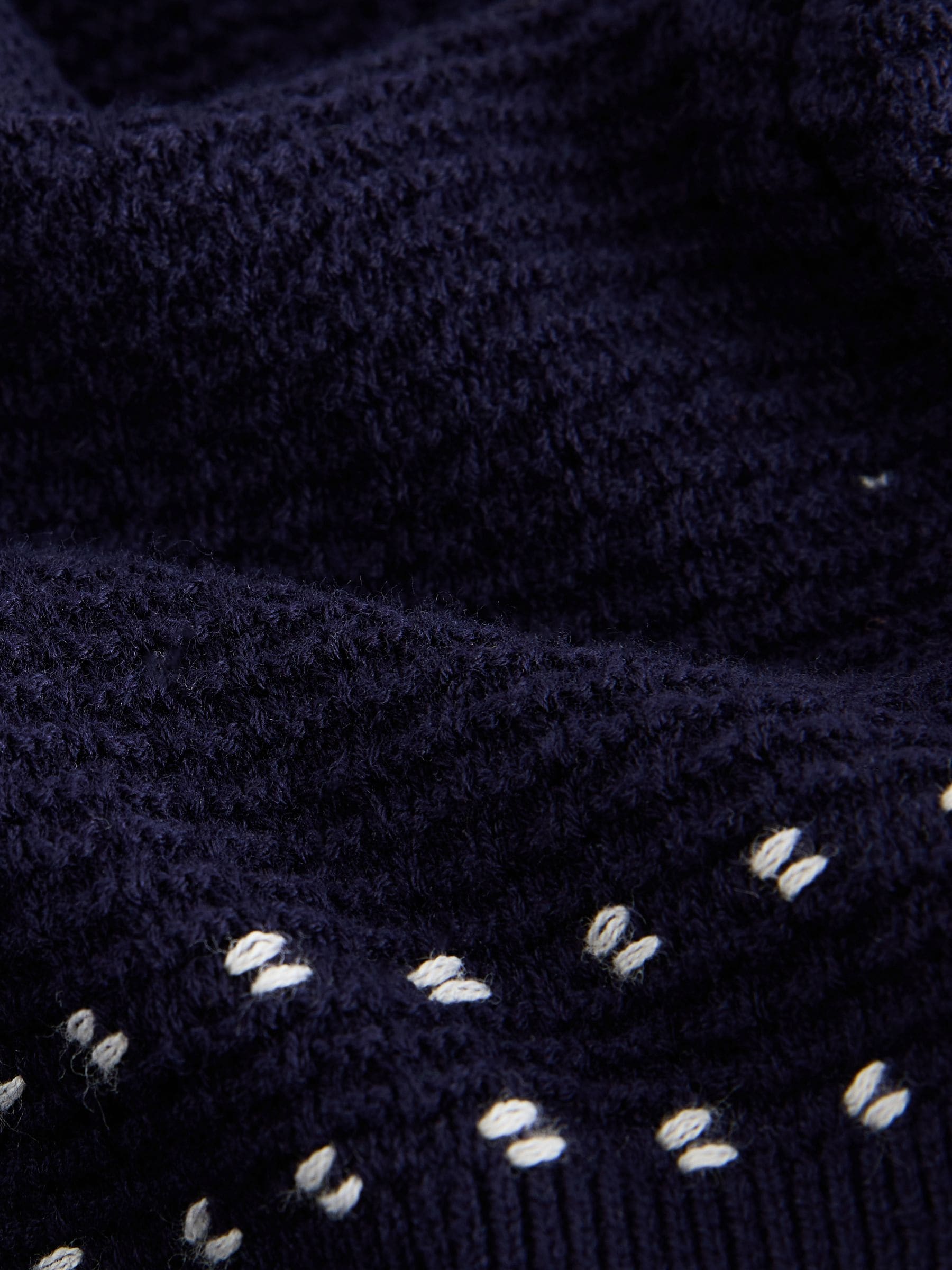 Donkerblauw - Set met getextureerd gebreid poloshirt met knoopsluiting en short (3-16jr)