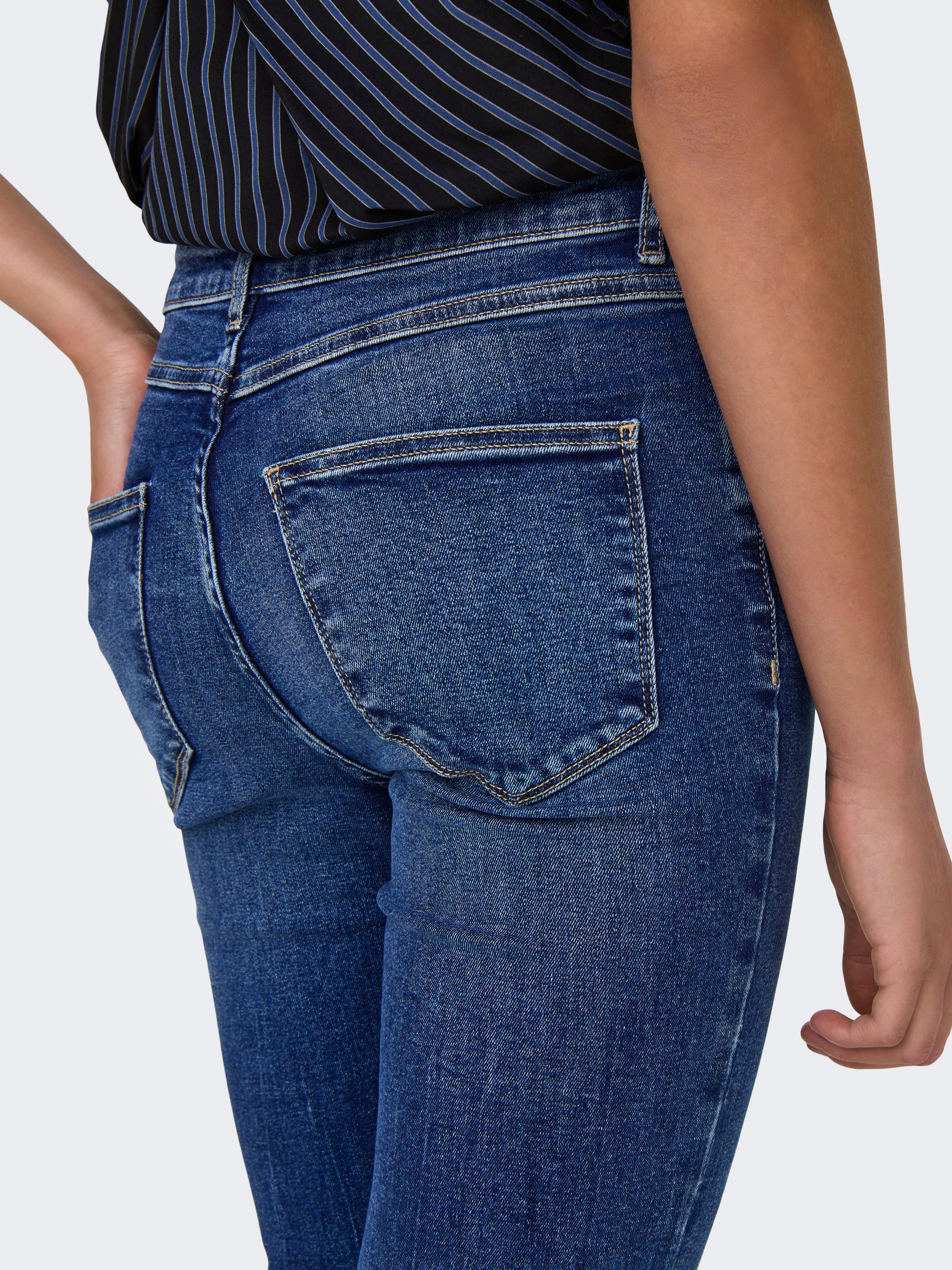 ONLLUNA Hohe Taille Ausgestellt Jeans Dark Blue Denim
