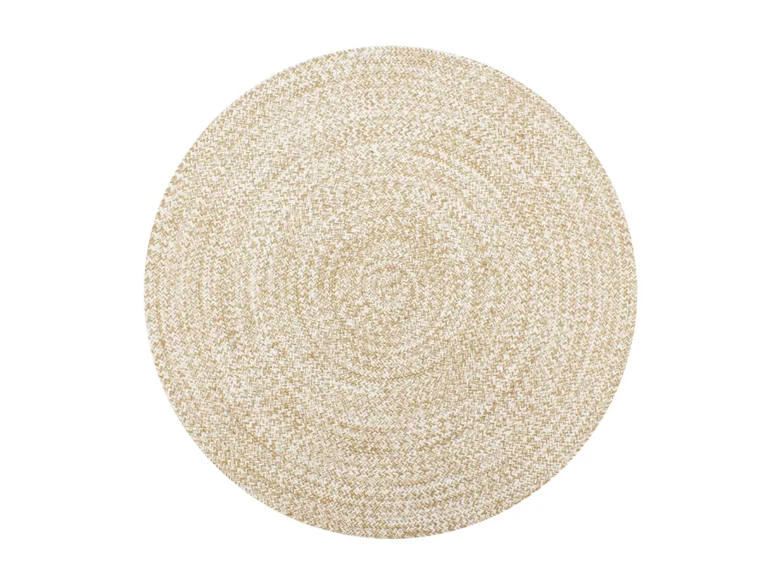 Tapis fait à la main Jute Blanc et naturel 150 cm