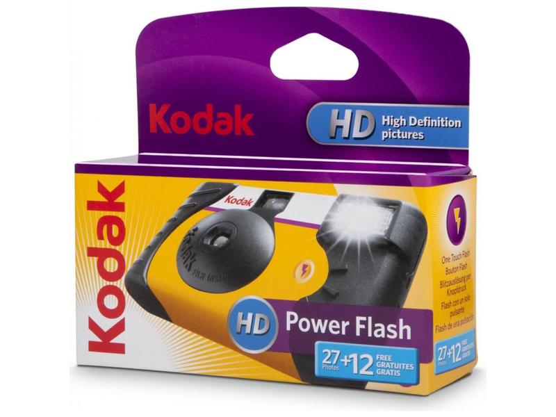 Kodak Einwegkamera Power Flash 27   12 Einwegkamera mit Blitz und Farb-Negativ-Film ISO 800/30°