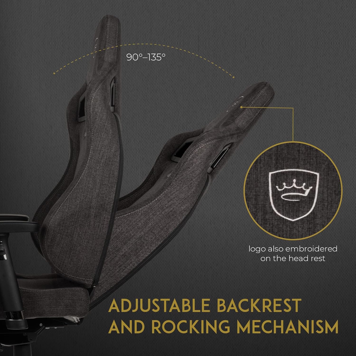 noblechairs Epic TX Gaming Stuhl, Bürostuhl, Schreibtischstuhl, Atmungsaktives Textilgewebe, Kopf- und Lendenstütze, Entwickelt für Nutzer bis 120 kg, (Anthrazit, Textilgewebe)