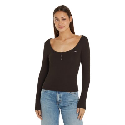 Sweatshirt femme Slim Button Rib C-Neck TOMMY HILFIGER