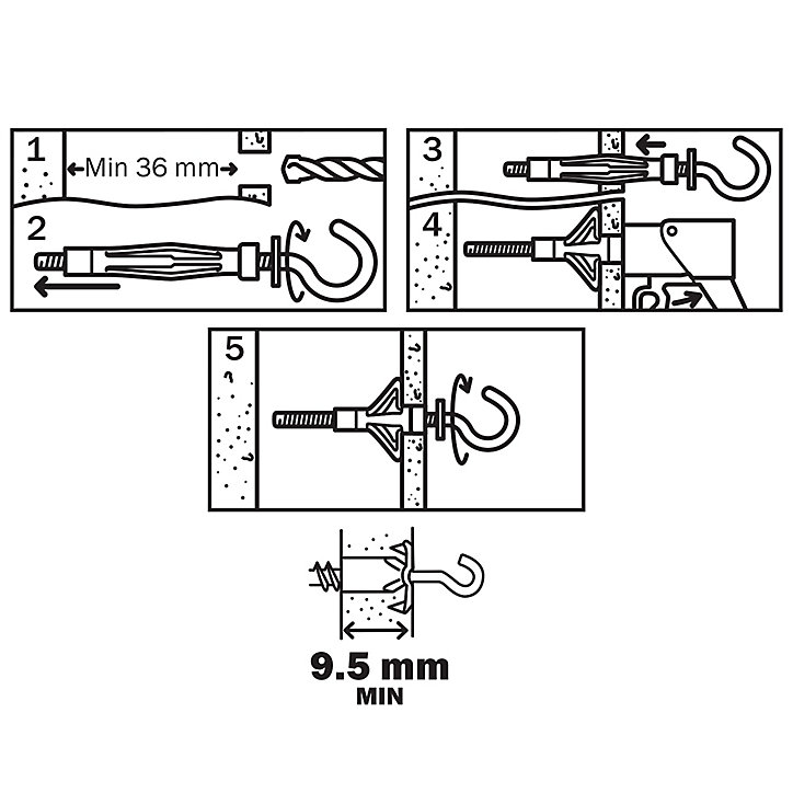 4 chevilles Diall murs creux HS M4x46mm
