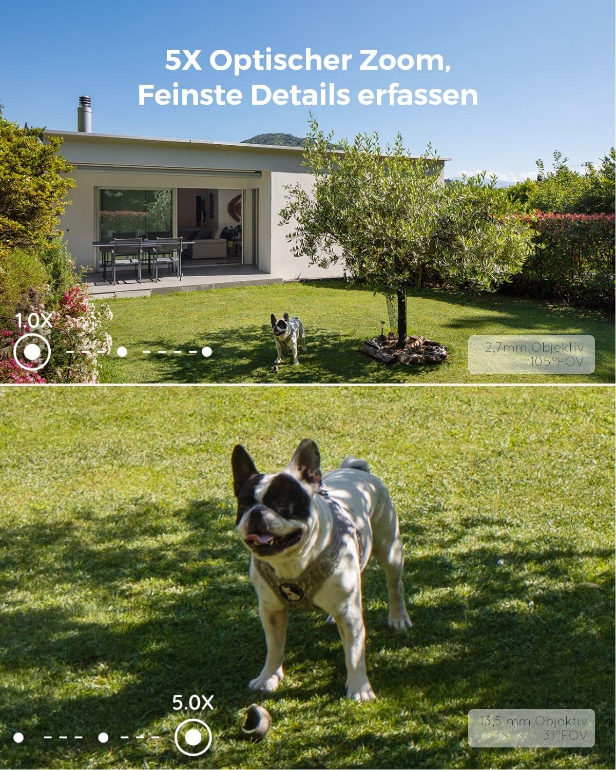 Reolink 4K Smarte PoE IP Kamera Outdoor mit Personen-/Autoerkennung, 5X optischer Zoom Überwachungskamera Aussen, Spotlight, Farbige Nachtsicht, Zwei-Wege-Audio, microSD Kartensteckplatz, RLC-811A