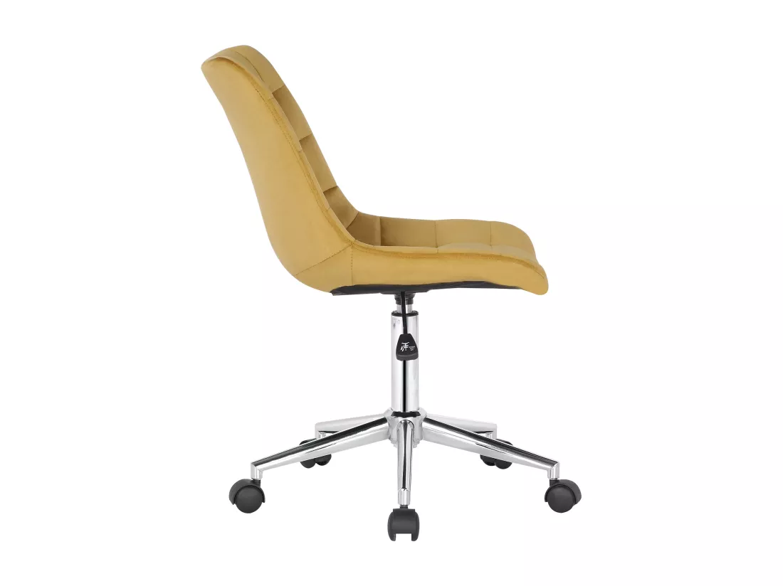 Chaise de bureau - Velours & Métal chromé - Jaune - Medford