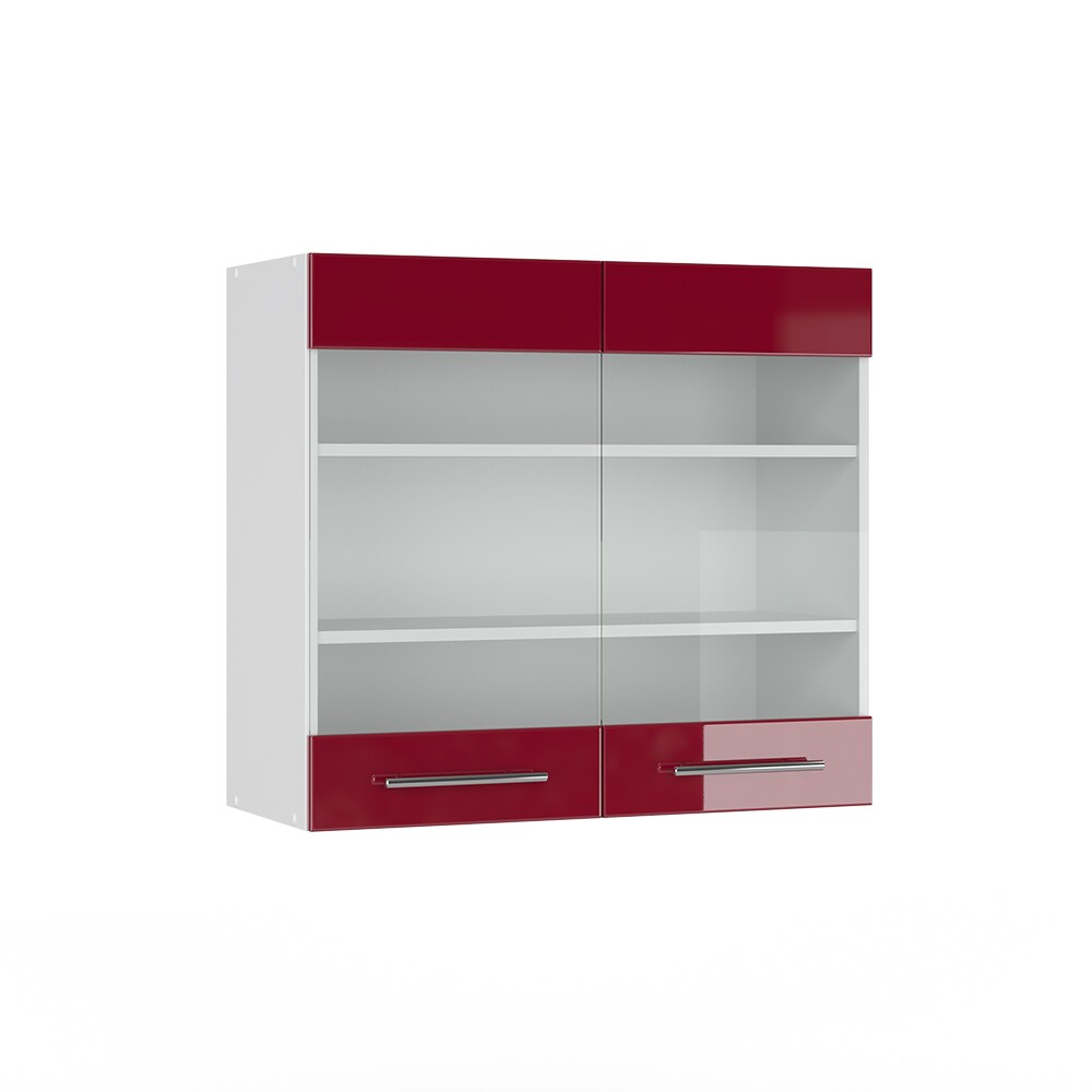 VICCO Hängeglasschrank 80 cm Bordeaux Hochglanz Küchenschrank Hängeschrank Küchenzeile Fame-Line