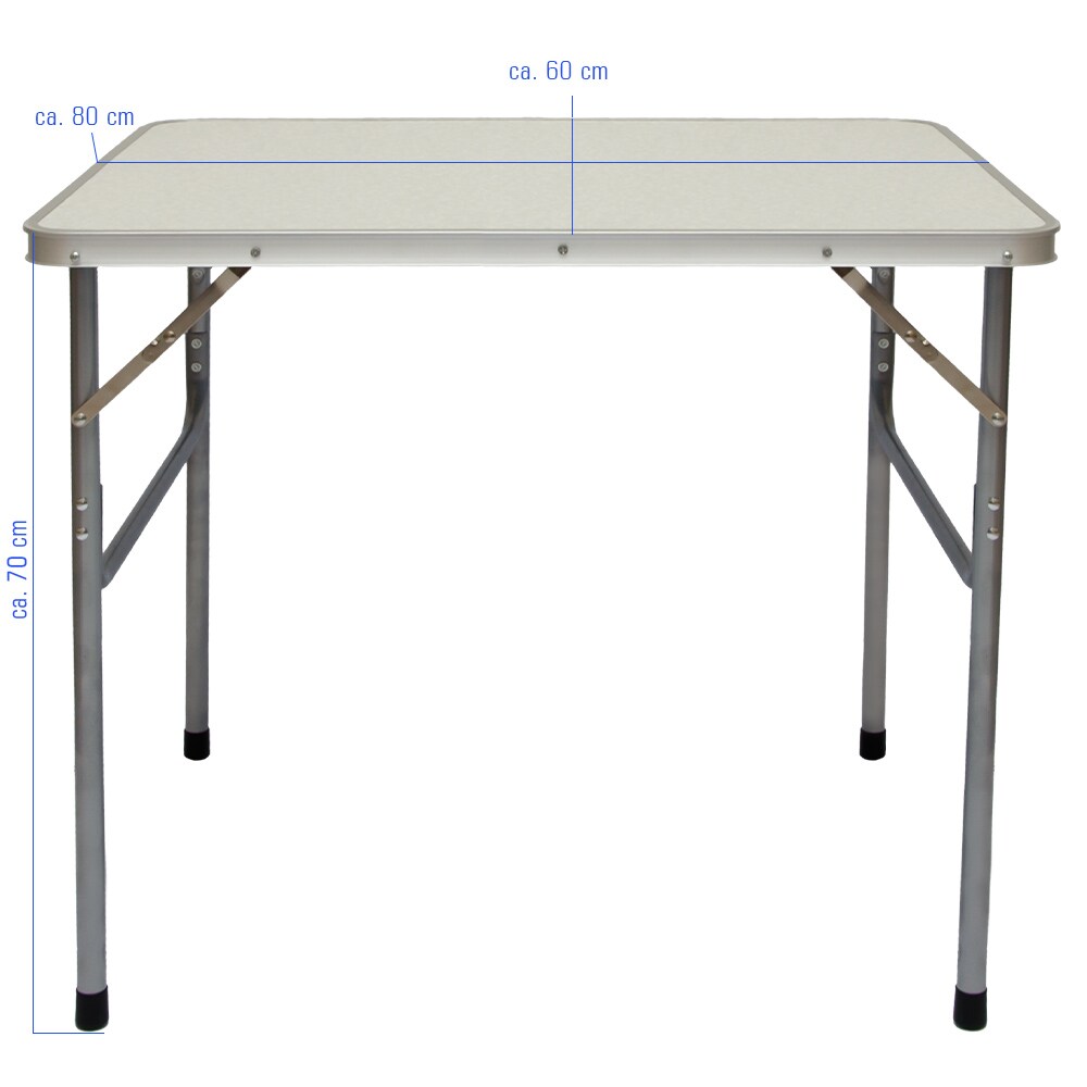 Klappbarer Campingtisch 80x60x67 cm Leichtgewicht Klapptisch Reisetisch im Kofferformat Hell Grau